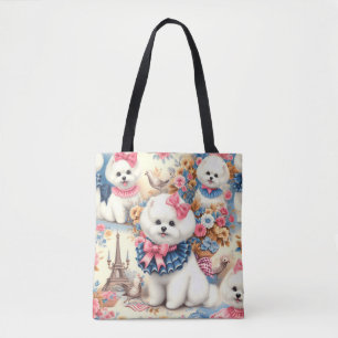 Bolso De Tela Cute Bichon Frisé Seamless