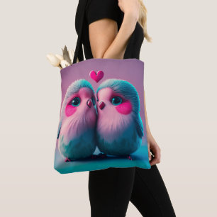 Bolso De Tela Cute Birds Love Hearts Inspired en San Valentín