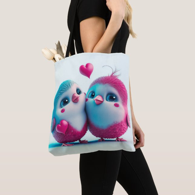 Bolso De Tela Cute Birds Love Hearts Inspired en San Valentín (Detalle)