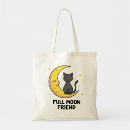 Bolso De Tela Cute Black Cat on Moon - Full Moon Friend