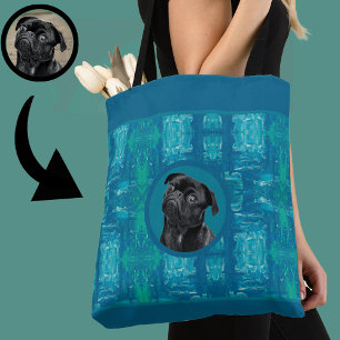 Bolso De Tela Cute Black Pug Face Charm Regalo de perro único