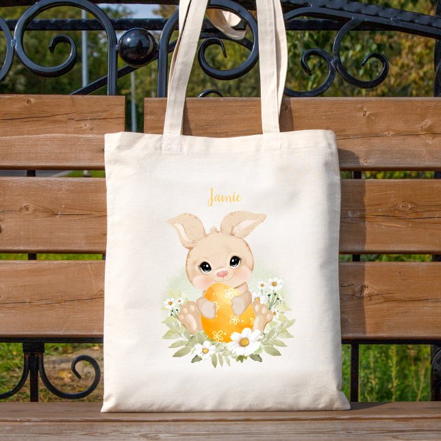 Bolso De Tela Cute Blue Easter Bunny Personalized Unisex (Subido por el creador)