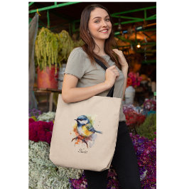 Bolso De Tela Cute Bluetit en una sucursal, personalizado