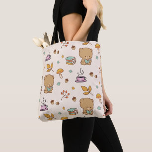 Bolso De Tela Cute Book Aovers Woodland Bear Pattern