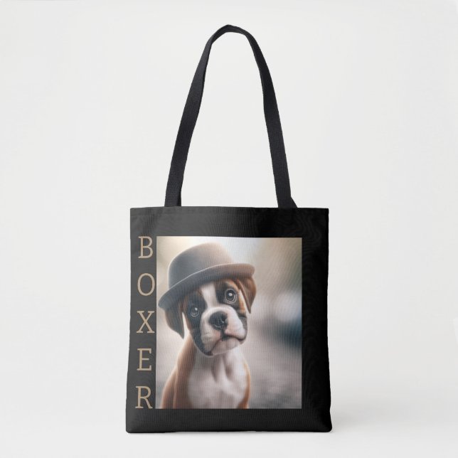 Bolso De Tela Cute Boxer Puppy – Stylish Dog Art (Anverso)