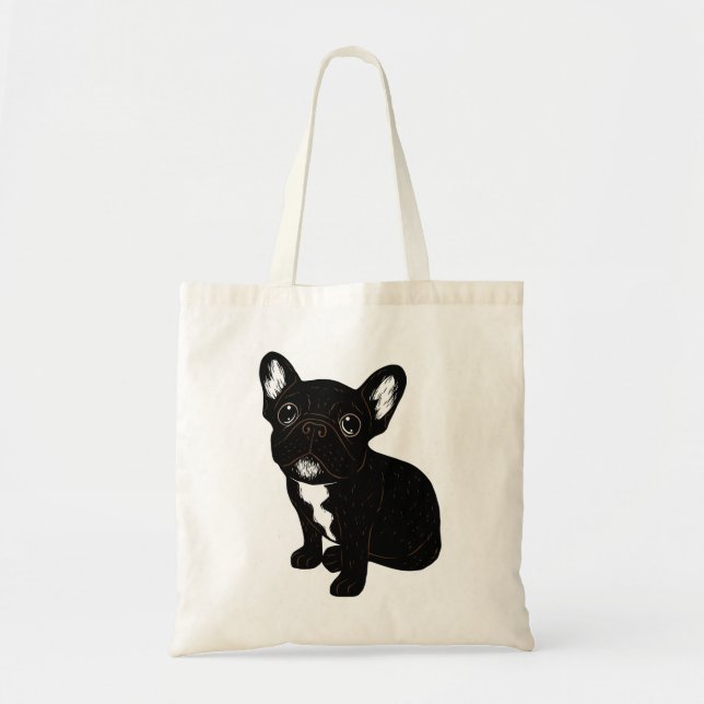 Bolso De Tela Cute Brindle Frenchie Puppy (Frente)