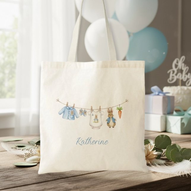 Bolso De Tela Cute Bunny Boy Clothesline Baby Shower  (Subido por el creador)