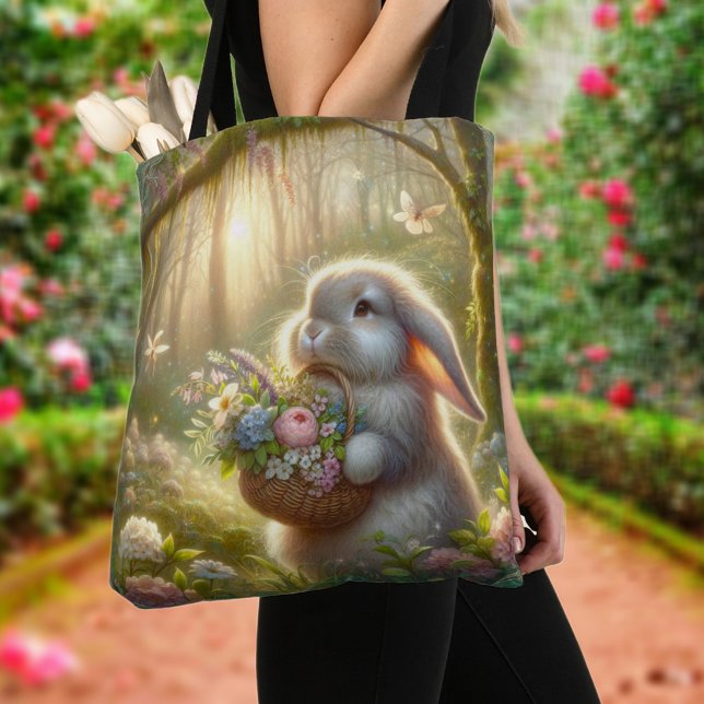 Bolso De Tela Cute Bunny Flowers Cesta de Pascua (Subido por el creador)