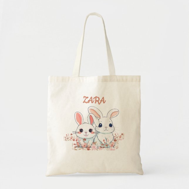 Bolso De Tela Cute Bunny Printed (Frente)