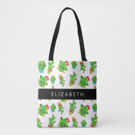 Bolso De Tela Cute Cactus, Patrón Cactus, Suculento, Su Nombre