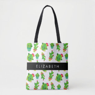 Bolso De Tela Cute Cactus, Patrón Cactus, Suculento, Su Nombre