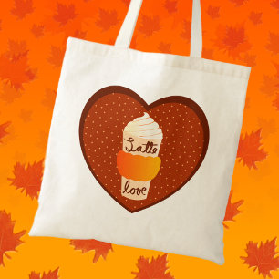 Bolso De Tela Cute Cae Calabaza Spice Latte Love White