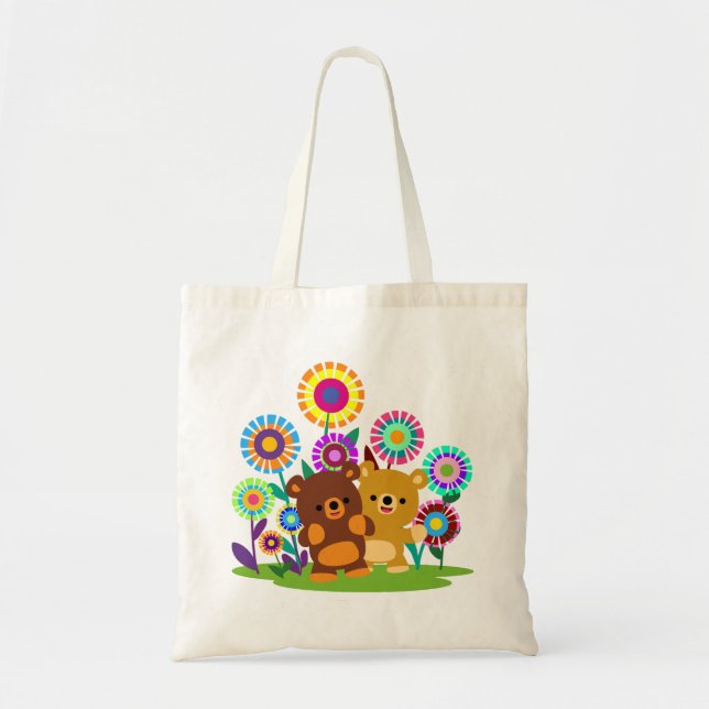 Bolso De Tela Cute Cartoon Bears' Garden Tote Bag (Frente)