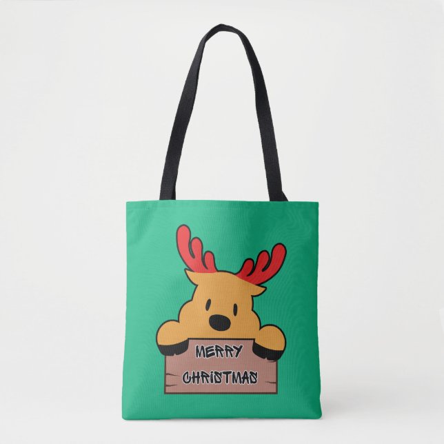 Bolso De Tela Cute Cartoon Christmas Reindeer  (Anverso)