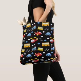 Bolso De Tela Cute Cartoon Vehicles Pattern 