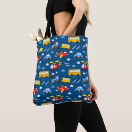 Bolso De Tela Cute Cartoon Vehicles Pattern 