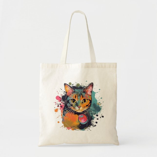 Bolso De Tela cute cat design  (Frente)