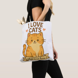 Bolso De Tela Cute Cat Lover Design – Editable Text Area