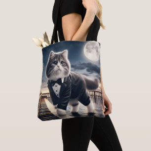 Bolso De Tela Cute Cat Pawdigy toca una sonata lunar