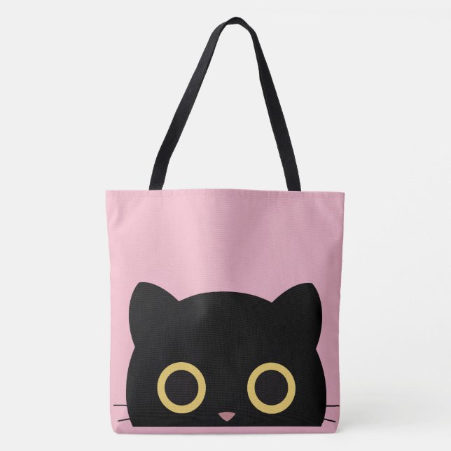 BOLSO DE TELA CUTE CAT PEEKING PURSES TOTES (Anverso)