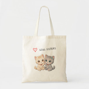Bolso De Tela Cute Cat Soul Sisters – Best Sister Tote Bag