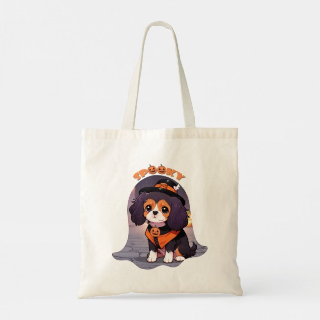 Bolso De Tela Cute Cavalier King Charles Halloween espeluznante (Reverso)
