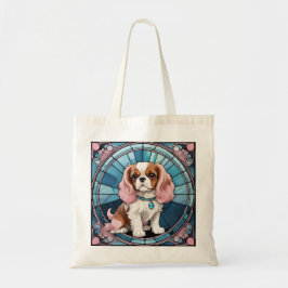 Bolso De Tela Cute Cavalier Rey Charles Pastel Vidrio Manchado