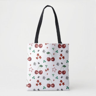 Bolso De Tela Cute Cherry Pattern Mint Green Cottagecore