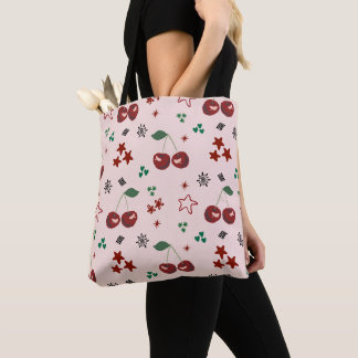 Bolso De Tela Cute Cherry Pattern Mint Green Cottagecore