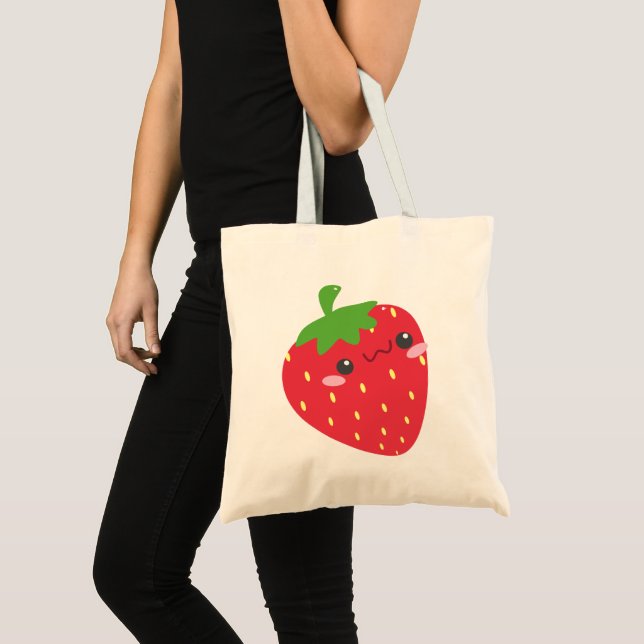 Bolso De Tela Cute Chibi Strawberry Image (Anverso (producto))