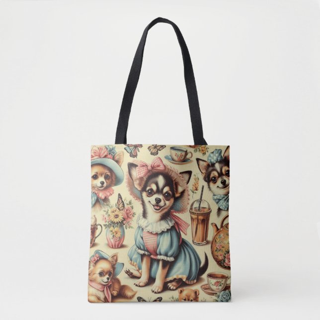 Bolso De Tela Cute Chihuahua Puppy Pintura (Anverso)