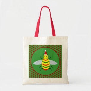 Bolso De Tela Cute Christmas Bee and Poinsettia Flowers