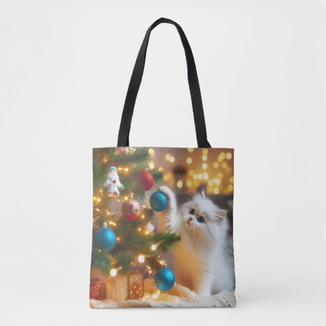 Bolso De Tela Cute Christmas Cat Tote Bag (Anverso)