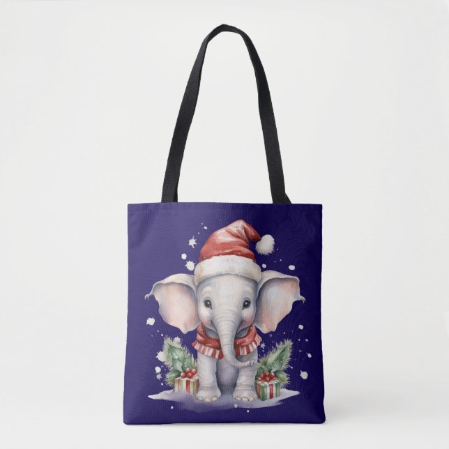 Bolso De Tela Cute Christmas Elephant (Anverso)
