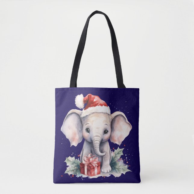 Bolso De Tela Cute Christmas Elephant (Anverso)