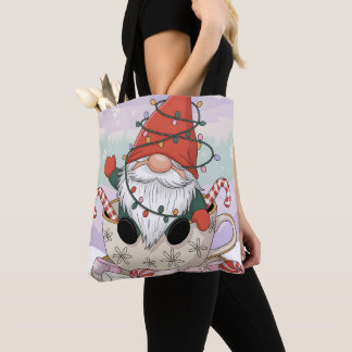 Bolso De Tela Cute Christmas Gnome in a Teacup Cartoon
