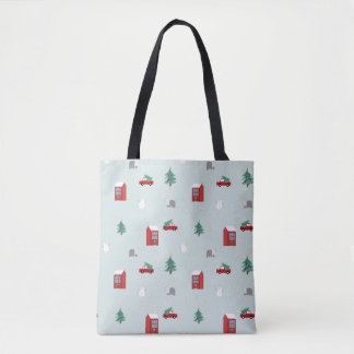 Bolso De Tela Cute Christmas Village Pattern