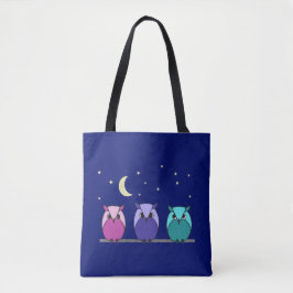 Bolso De Tela Cute colorido Personalizado Owls Night Sky