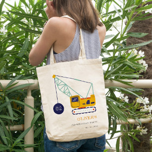 Bolso De Tela Cute Construction Crane Vehicle Any Age Birthday