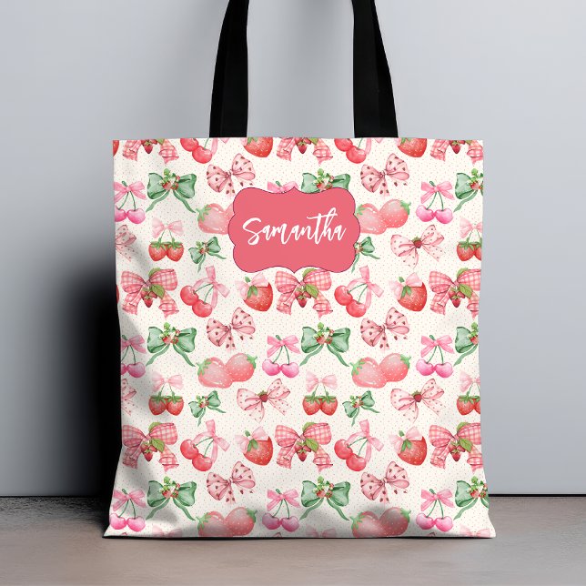 Bolso De Tela Cute Coquette aesthetic girly strawberry pattern (Subido por el creador)