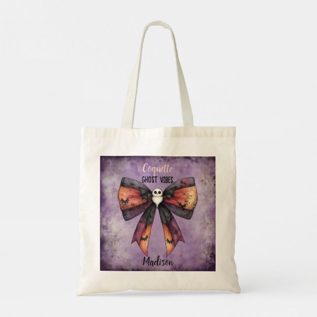 Bolso De Tela Cute Coquette Bow Ghost Vibes Personalizado Hallow (Reverso)