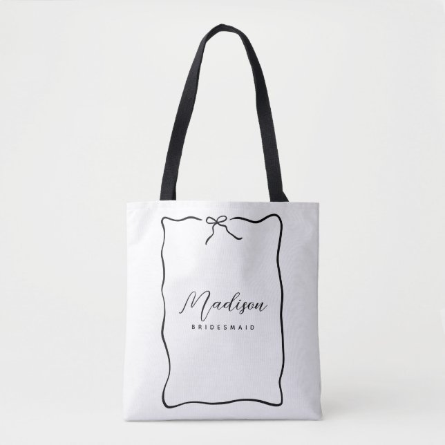 Bolso De Tela Cute Coquette Ribbon Bridesmaid Regalo (Anverso)