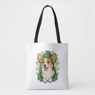 Bolso De Tela Cute Corgi Lover Shamrock Feliz Día de San Patrón