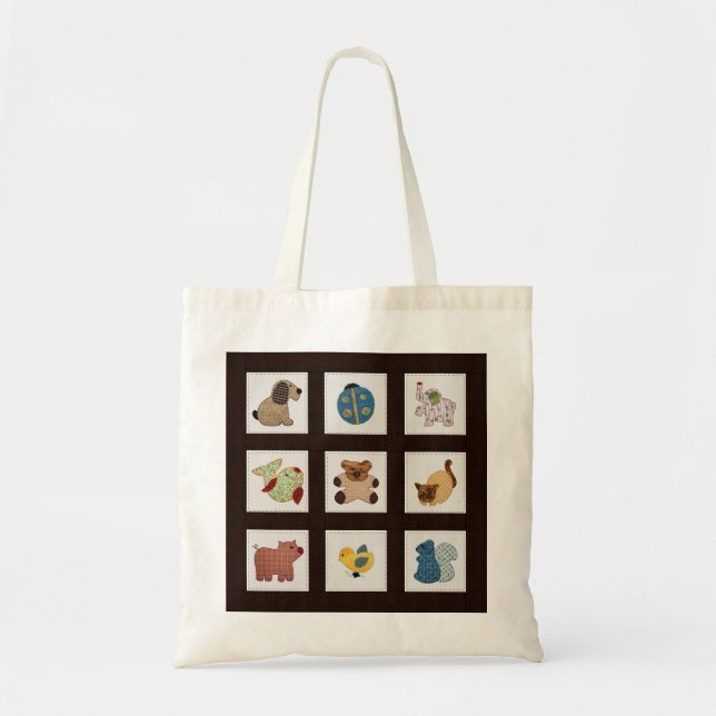 Bolso De Tela Cute Country Style Baby Animals Quilt (Frente)