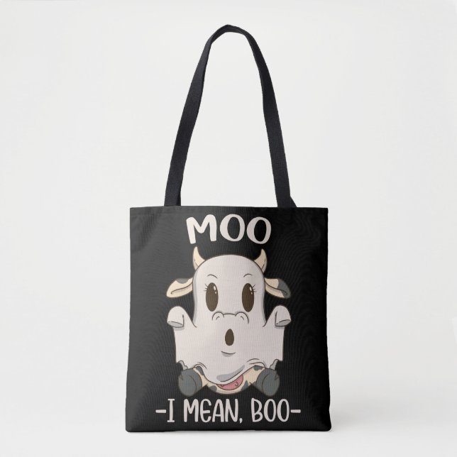Bolso De Tela Cute Cow Moo Halloween Ghost Boo (Anverso)