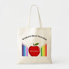 Bolso De Tela Cute Crayon Elemental Teacher Apple