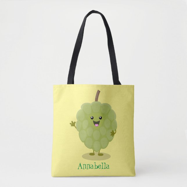 Bolso De Tela Cute crema crema de manzana cherimoya personalizad (Anverso)