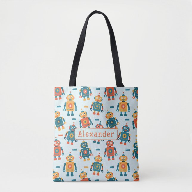 Bolso De Tela Cute Customizable Robot Print (Anverso)