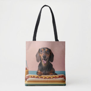 Bolso De Tela Cute Dachshund Con Perro Caliente