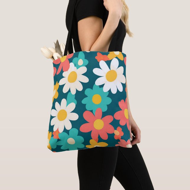 Bolso De Tela Cute Daisy Flower Escuela de patrón botánico (Detalle)